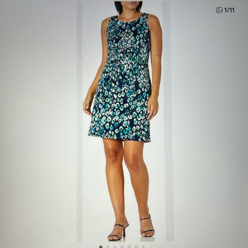 Pappagallo Blue and Green Floral Dress